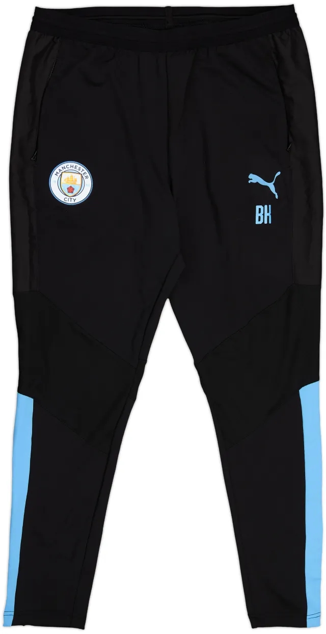 2019-20 Manchester City Staff Issue Puma Track Pants/Bottoms 'BK' - 9/10 - (XL)