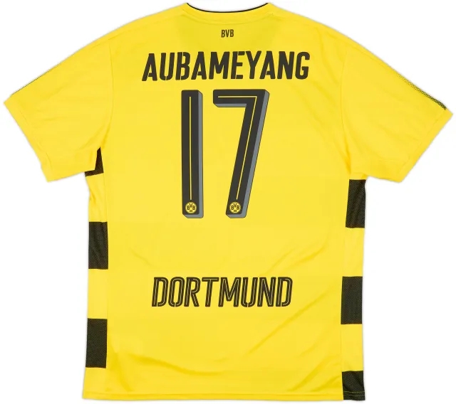 2017-18 Borussia Dortmund Authentic Home Shirt Aubameyang #17 - 8/10 - (XL)