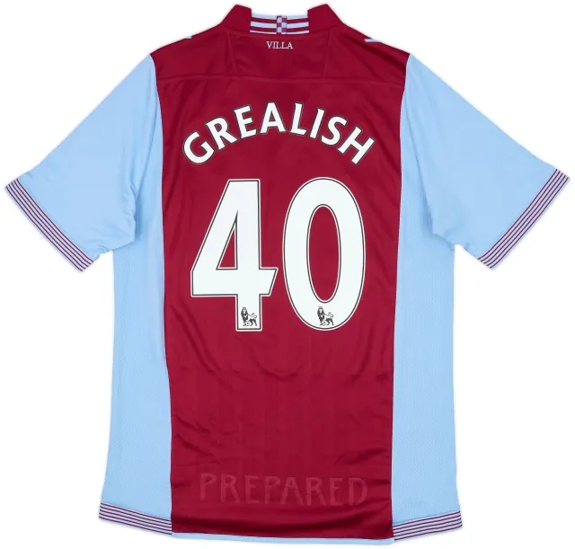 2013-14 Aston Villa Home Shirt Grealish #40 - 8/10 - (L)