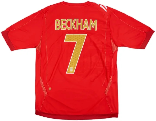 2006-08 England Away Shirt Beckham #7 - 8/10 - (L)