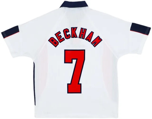 1997-99 England Home Shirt Beckham #7 - 6/10 - (XL.Boys)