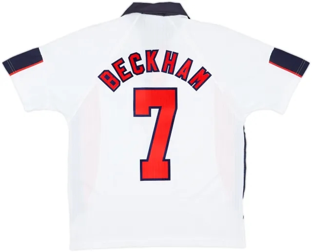 1997-99 England Home Shirt Beckham #7 - 8/10 - (Y)