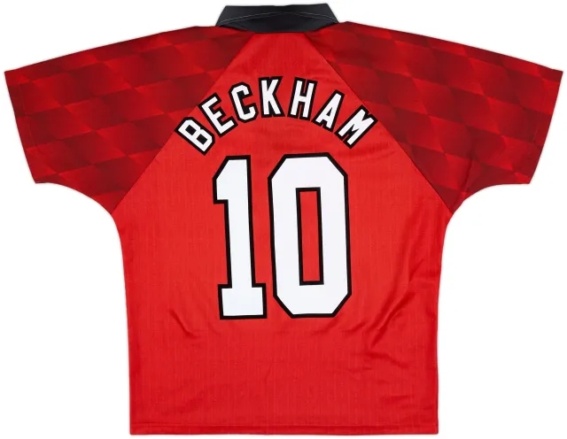 1996-98 Manchester United Home Shirt Beckham #10 - 9/10 - (Y)