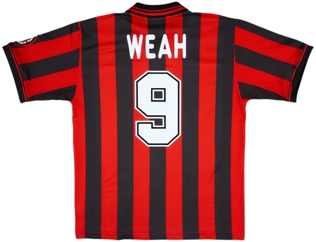 1996-97 AC Milan Home Shirt Weah #9 - 7/10 - (L)