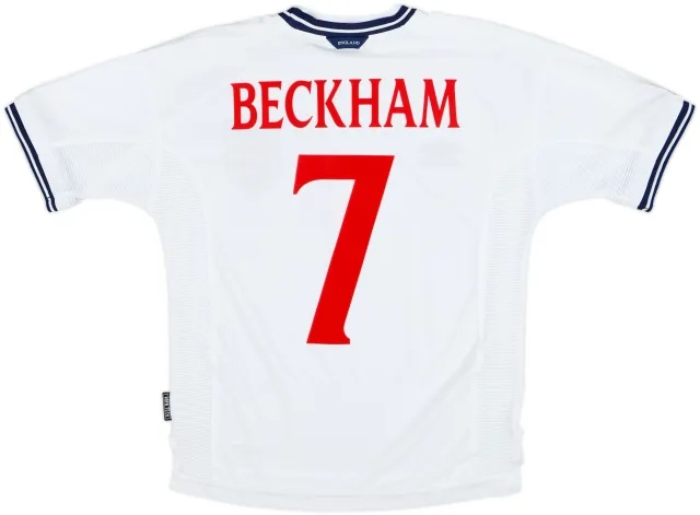 1999-01 England Home Shirt Beckham #7 - 8/10 - (Y)