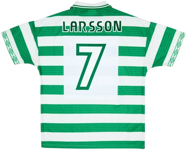 1997-99 Celtic Home Shirt Larsson #7 - 9/10 - (XL)