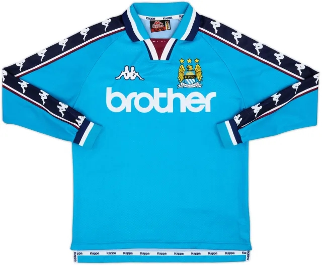 1997-99 Manchester City Home L/S Shirt - 8/10 - (XL.Boys)