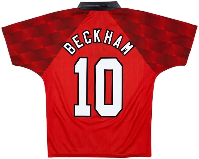 1996-98 Manchester United Home Shirt Beckham #10 - 9/10 - (Y)