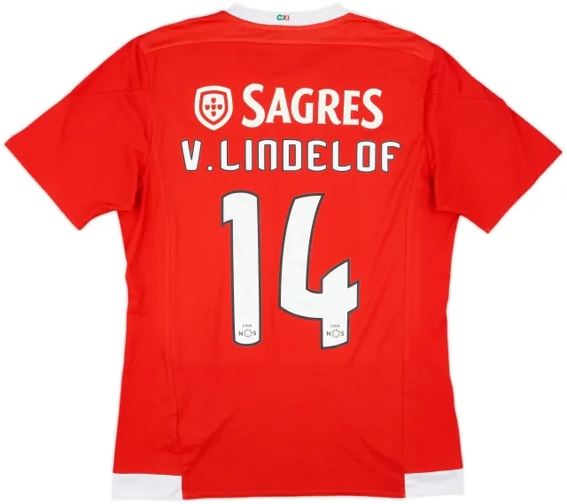 2015-16 Benfica Home Shirt V.Lindelof #14 - 8/10 - (M)