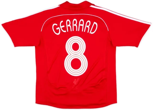 2006-08 Liverpool Home Shirt Gerrard #8 - 8/10 - (L.Boys)