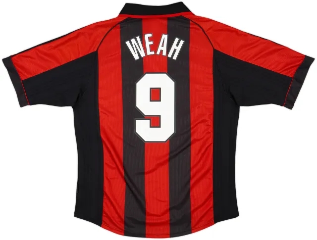 1998-00 AC Milan Home Shirt Weah #9 - 9/10 - (XL)
