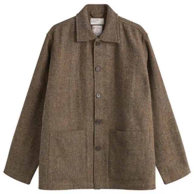Universal Works Men's Harris Tweed Plaid Easy Jacket Gold