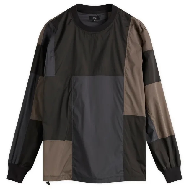 BEAMS Men's Patchwork Crew Neck Black