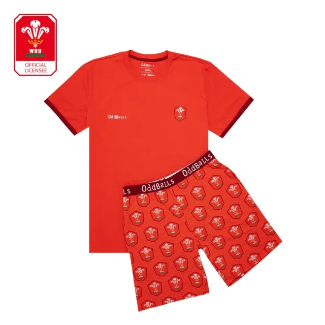 Mens Pyjamas - Welsh Rugby Union - Shorts & T-Shirt
