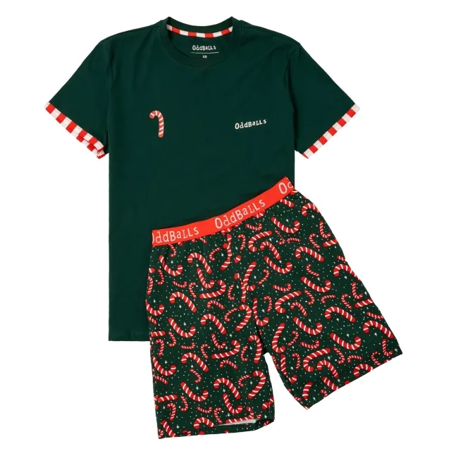 Mens Short Pyjamas - Candy Canes - Shorts & T-Shirt