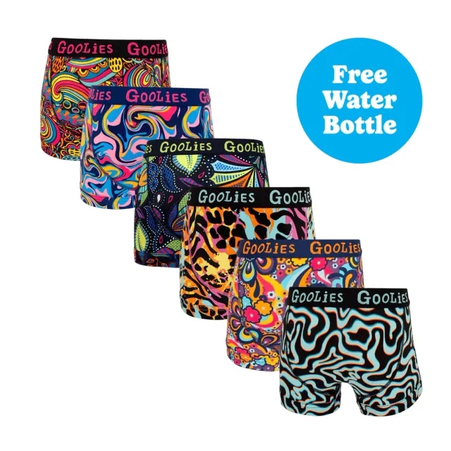 Back To Schoolies Bundle - Boys Boxer Shorts 6 Pack Bundle + Free Water Bottle