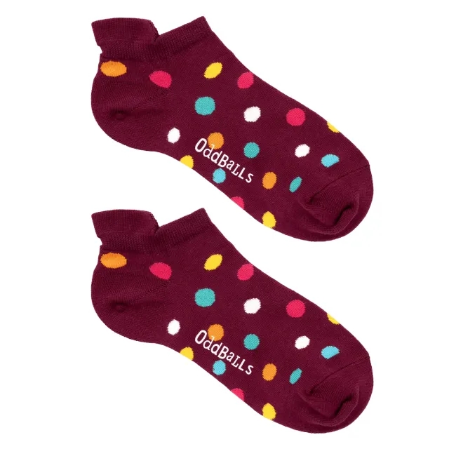 Burgundy Polka Dots - Ankle Socks