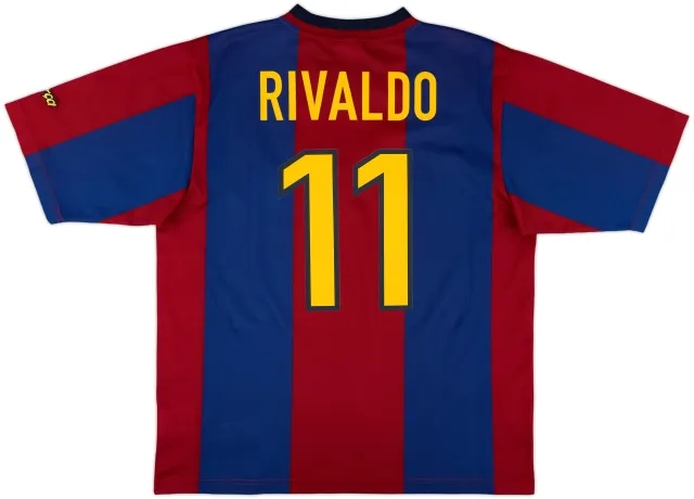 1998-00 Barcelona Basic Home Shirt Rivaldo #11 - 10/10 - (L)