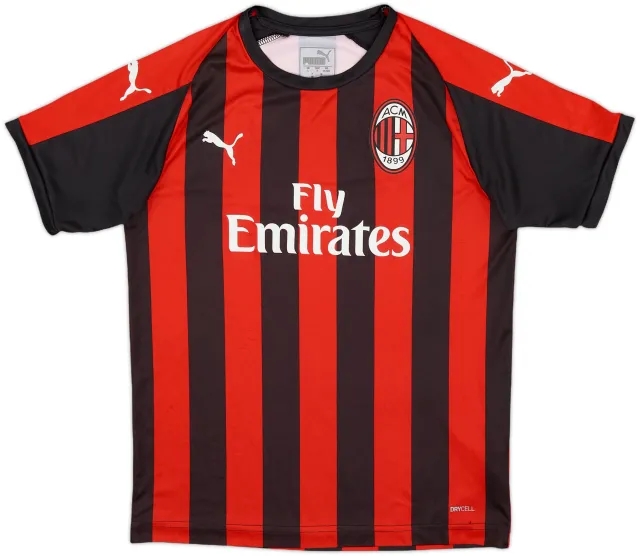 2018-19 AC Milan Basic Home Shirt - 9/10 - (M.Boys)