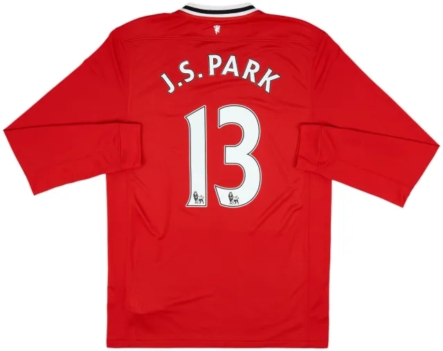 2011-12 Manchester United Home L/S Shirt J.S.Park #13 - 8/10 - (M)