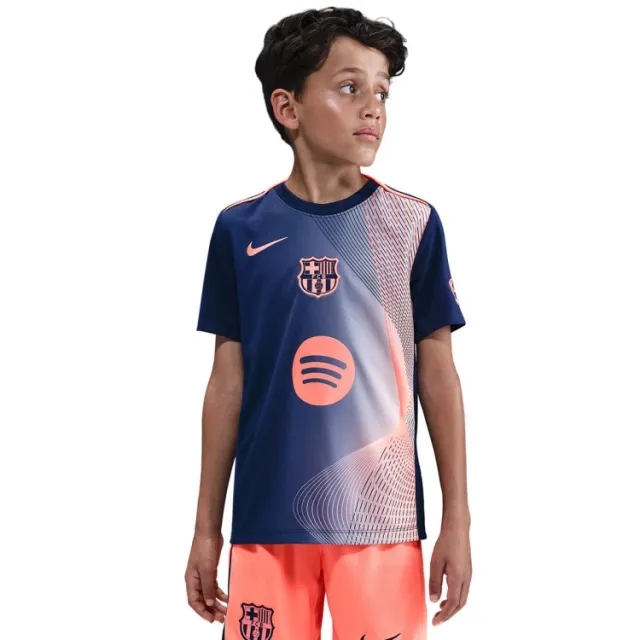 Barcelona Training T-Shirt Dri-Fit Academy Pro Pre Match 3Rd - Midnight Navy/Bright Mango Kids - ['Blue']