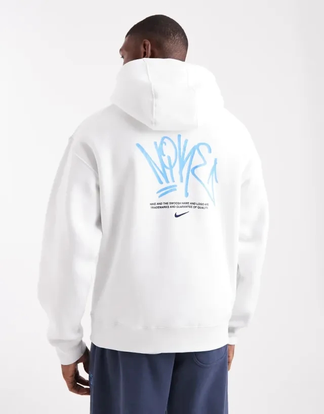 Nike Street Fleece Graphic Hoodie In White