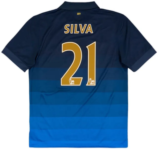 2014-15 Manchester City Away Shirt Silva #21 - 8/10 - (M)