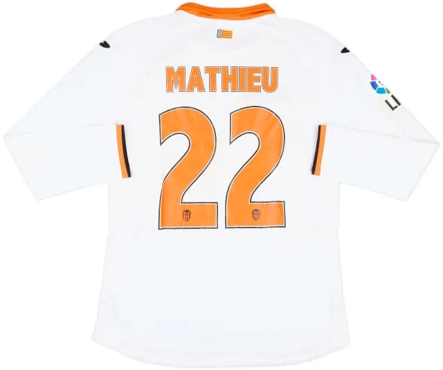 2013-14 Valencia Home L/S Shirt Mathieu #22 - 7/10 - (M)