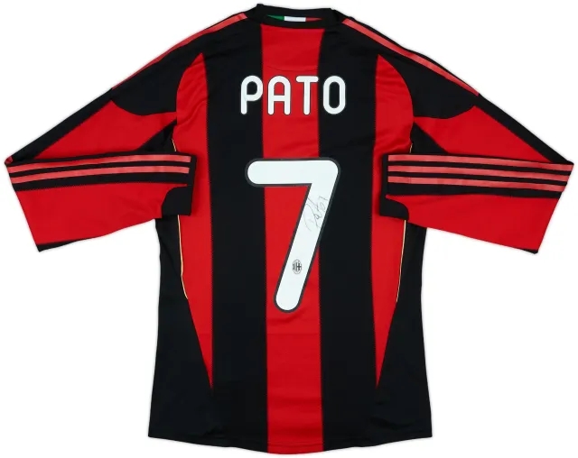 2010-11 AC Milan Player Issue Signed Home L/S Shirt Pato #7 - 7/10 - (S)