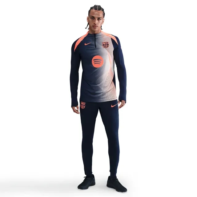Nike Barcelona Dri-Fit 1/4 Zip L/S Strike Drill Top - Navy/Bright Mango - 2025-2026