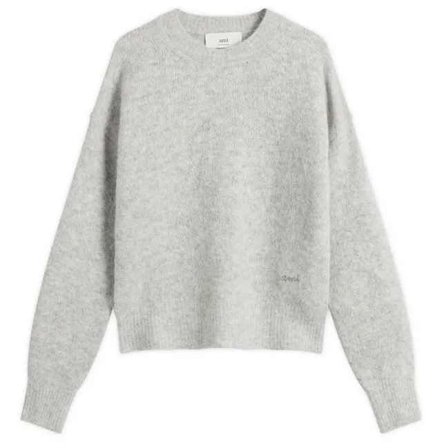 AMI Paris Men's Wool And Alpaca Knit Crew Neck Jumper Gris