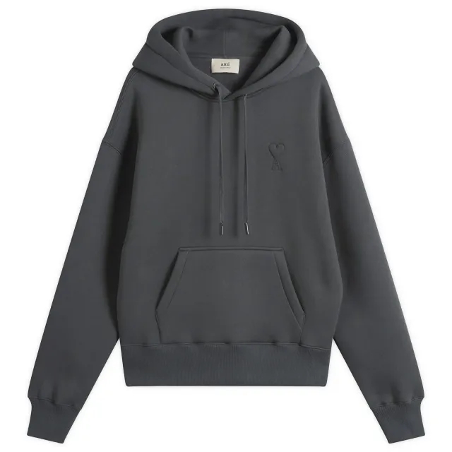 AMI Paris Men's Brushed Fleece Hoodie Big ADC Anthracite