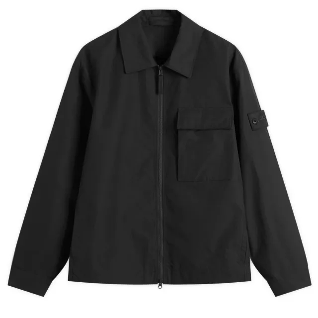 Stone Island Men's Ghost Weatherproof Cotton Canvas Shirt Jacket Black