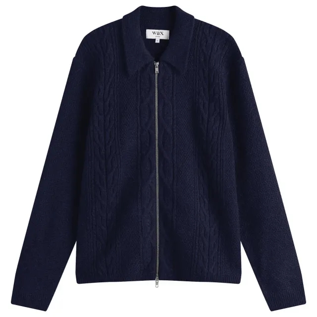 Wax London Men's Friar Zip Knit Jacket Navy