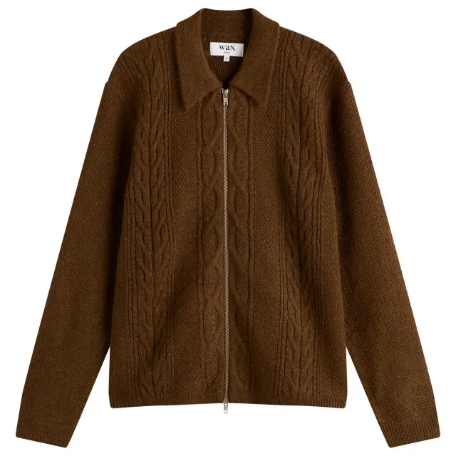 Wax London Men's Friar Zip Knit Jacket Brown