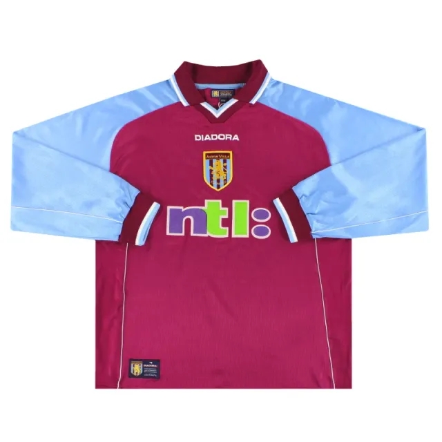 2000-01 Aston Villa Diadora Home Shirt L/S L - Aston Villa / Excellent 