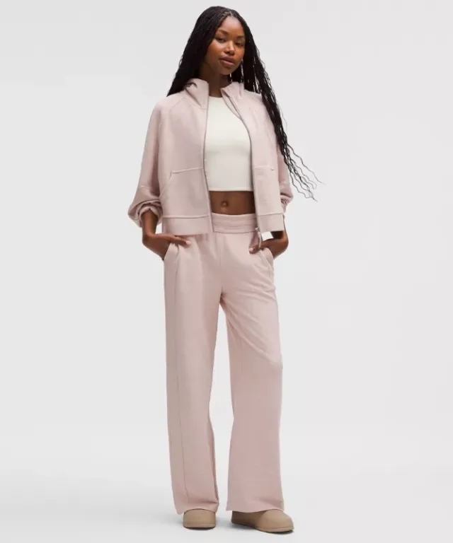 lululemon – Women's Scuba Mid-Rise Wide-Leg Pants Waffle – Color Pink – Size Large