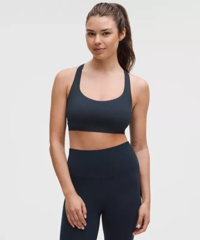 lululemon – Women's FlexyFlex Strappy Yoga Sports Bra Light Support, D-DDD Cups – Color Blue – Size Small/Medium