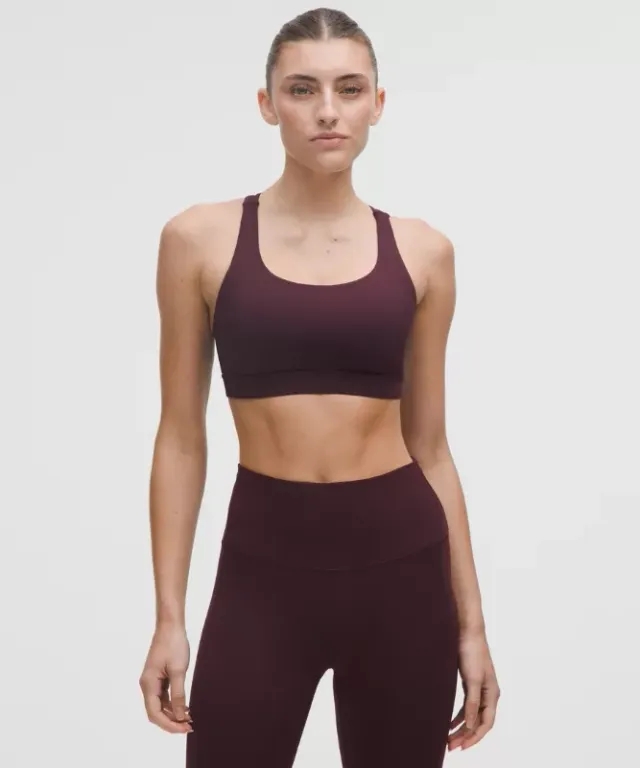 lululemon – Women's Energy Sports Bra Medium Support, B-D Cups – Color Red/Burgundy – Size 12