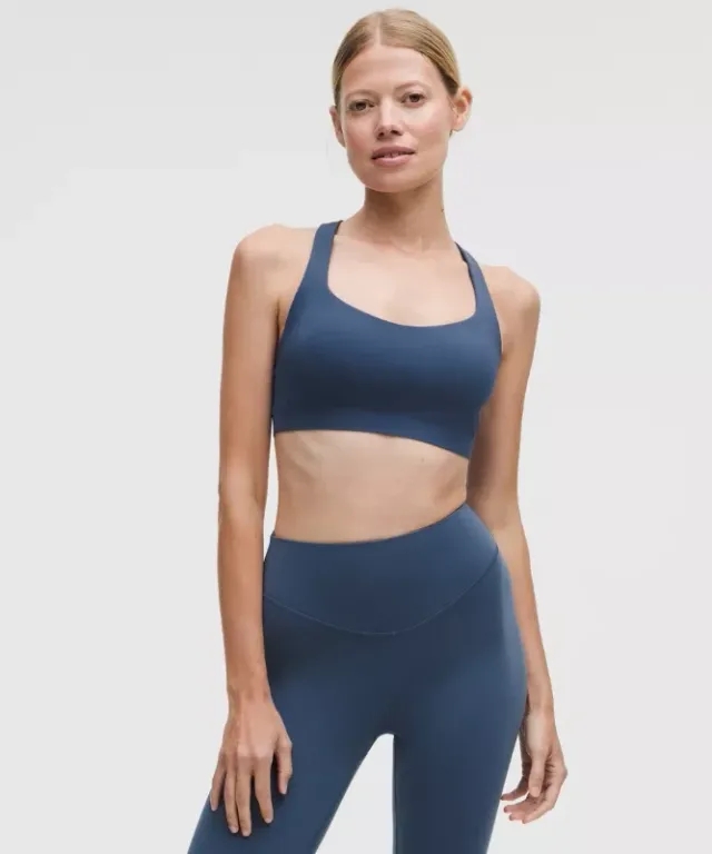 lululemon – Women's FlexyFlex Strappy Yoga Sports Bra Light Support, A-C Cups – Color Blue – Size Small/Medium