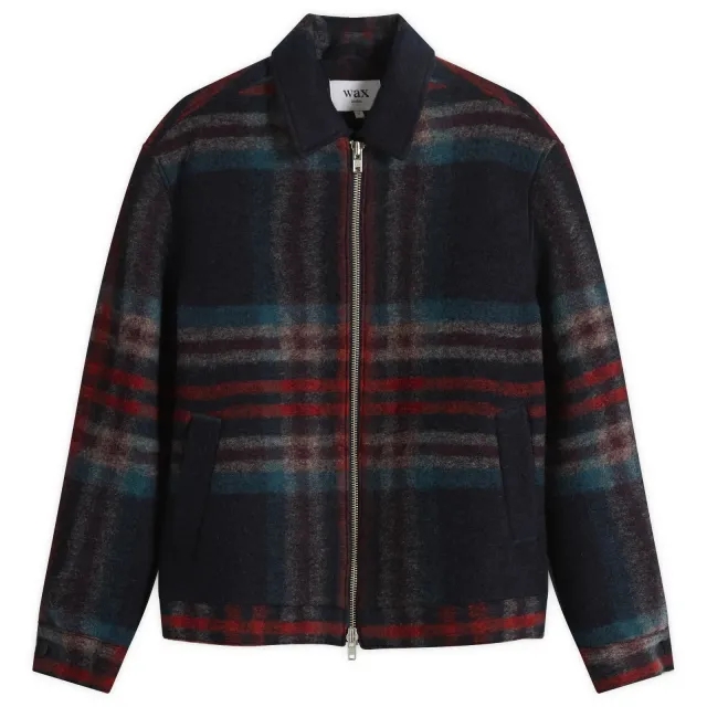 Wax London Men's Heath Wool Check Jacket Navy/Multi