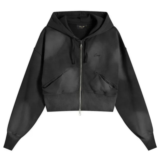 Dime Women's Cropped Zip Hoodie Black Washed