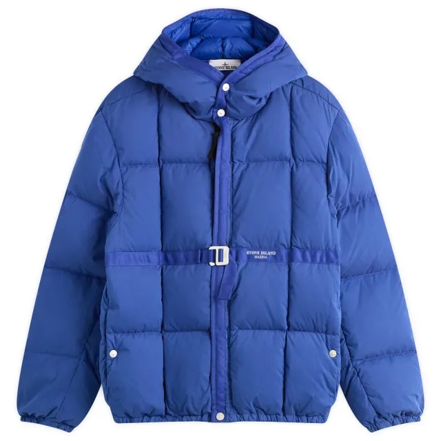 Stone Island Men's Marina Cotton Nylon Tela Down Jacket Bright Blue