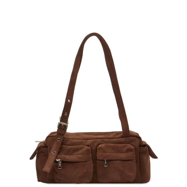 SAMO ONDOH Women's Pocket Utility Shoulder Bag - Medium Suede Brown