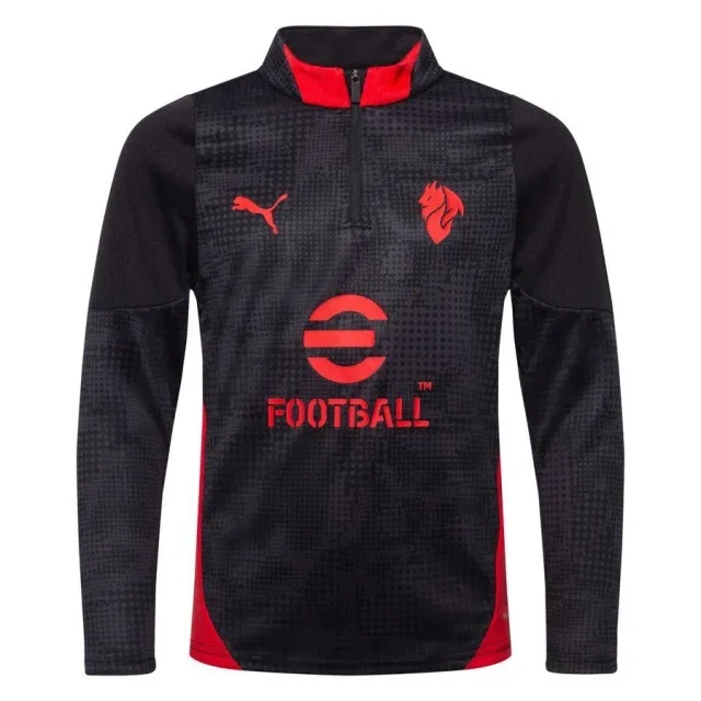 PUMA AC Milan Training Quarter-Zip Top Shirt Youth, Black/For All Time Red