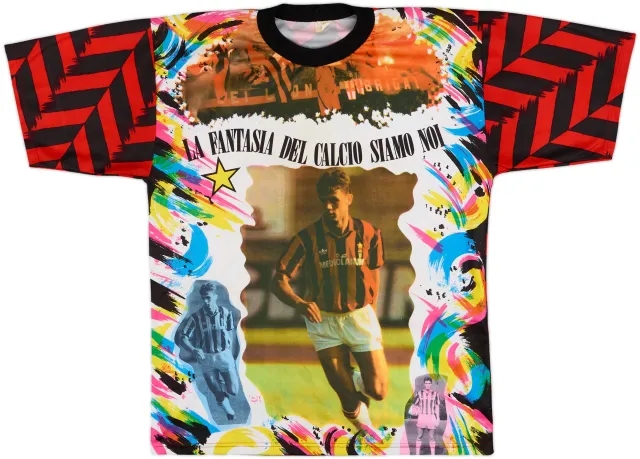 1991-92 AC Milan adidas Graphic Tee Maldini #3 - 9/10 - (L)