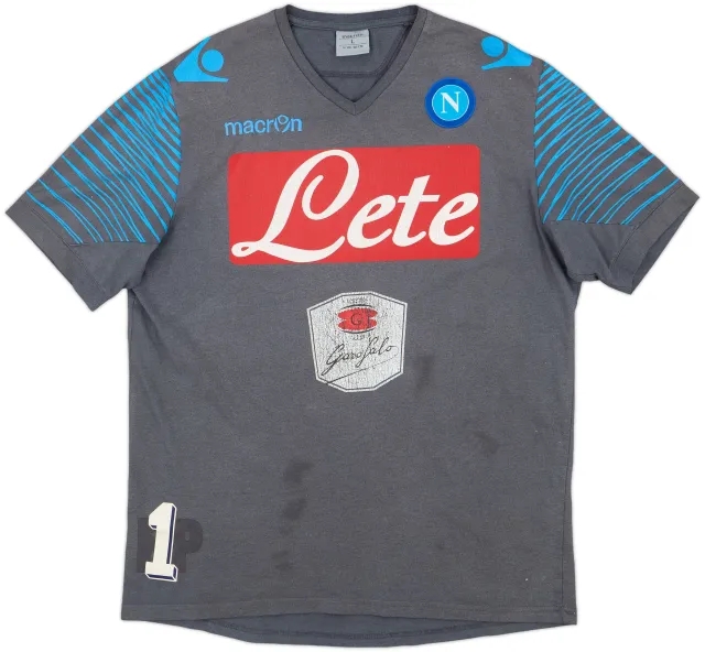 2014-15 Napoli Macron Player Issue Cotton Tee #1 - 4/10 - (L)