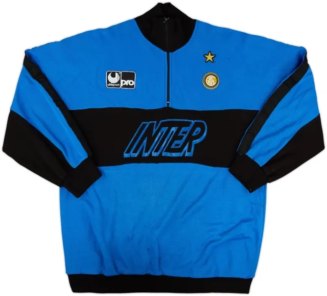 1990-91 Inter Milan Uhlsport 1/4 Zip Sweat Top - 4/10 - (M)