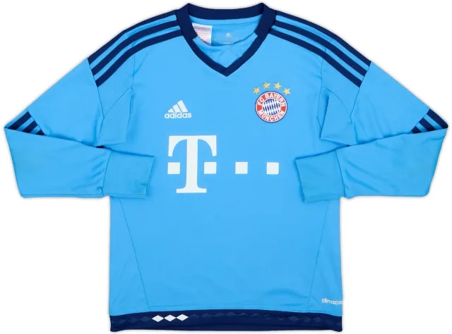 adidas Bayern Munich Boys LS Goalkeeper Home Shirt 2015/16