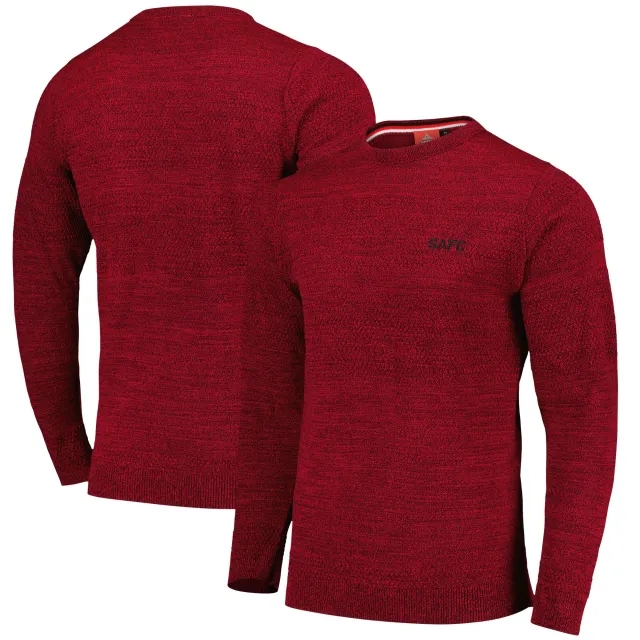 Sunderland Textured Stripe Crew Neck Jumper - Red Marl - Mens